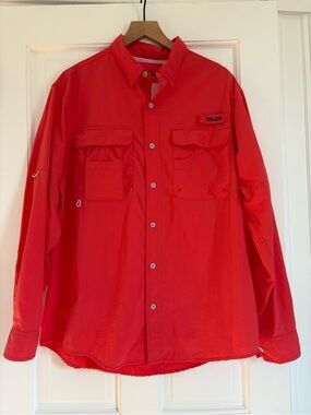 World Wide Sportsman Mens Vented Button Down Fishing Shirt Size XL Orange